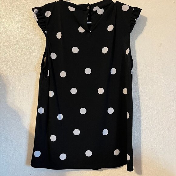 Adrianna Papell Ruffle front fuffle sleeve shirt, size M black with white - Picture 4 of 10